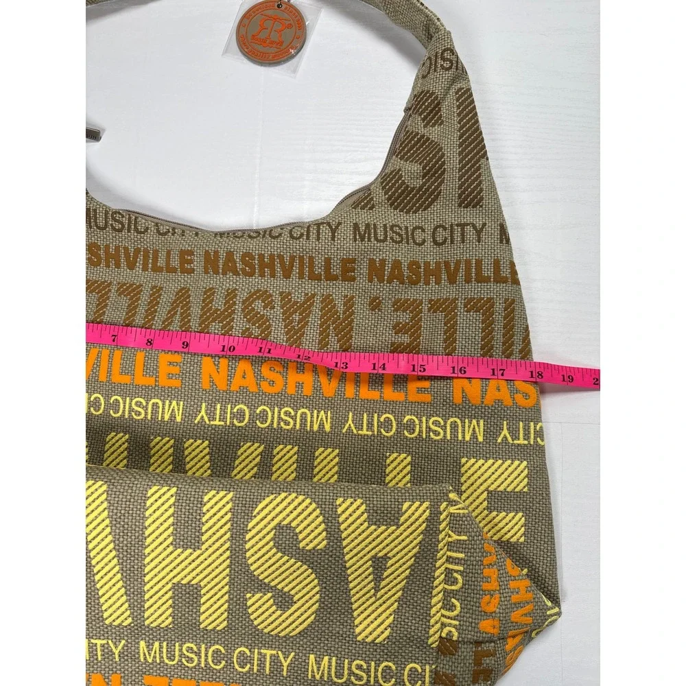 Robin Ruth Nashville Music City Hobo Bag Tan Orange Canvas Shoulder Bag NEW Zip
